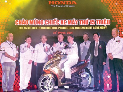 Đã có 15 triệu chiếc xe máy nhãn hiệu Honda được sản xuất bởi Công ty Honda Việt Nam
