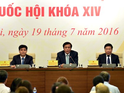 Họp báo về dự kiến chương trình kỳ họp thứ nhất Quốc hội khóa XIV. Ảnh: VGP/Nhật Bắc