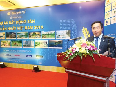 Ông Lê Trọng Minh, Tổng Biên tập Báo Đầu tư chính thức công bố Lễ vinh danh 15 dự án bất động sản hấp dẫn nhất 2016