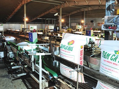 Dây chuyền đóng bao tự động tại Nhà máy Đạm Cà Mau