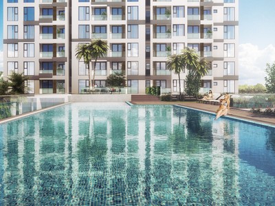 Hồ bơi nước ấm tràn bờ dự án Ascent Plaza