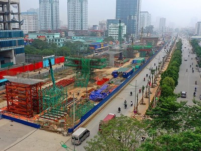 Thi công Dự án xây dựng cầu cạn đoạn Mai Dịch - Nam Thăng Long, Tp. Hà Nội.