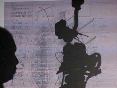 Bản đồ khu đô thị mới Thủ Thiêm. (ảnh Lê Toàn)