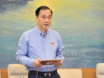 Chủ nhiệm Uỷ ban Kinh tế Vũ Hồng Thanh trình bày báo cáo thẩm tra.
