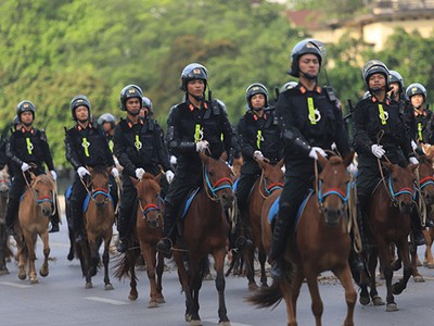 Khối Cảnh sát cơ động Kỵ binh trên đường Độc Lập - Thủ đô Hà Nội  (Ảnh TT).