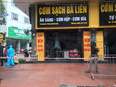 Quán cơm ở phường Bãi Cháy, Hạ Long nơi bệnh nhân 673 tới ăn cơm đã bị phong tỏa sáng ngày 5/8. Ảnh- CTV