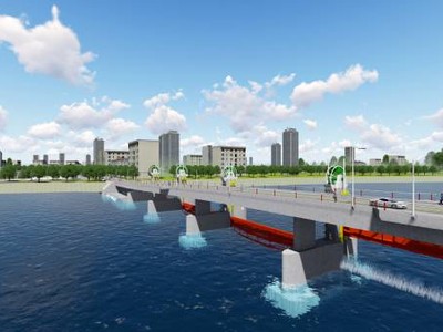 Phối cảnh đập dâng hạ lưu sông Trà Khúc