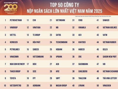 10 doanh nghiệp dẫn đầu đã nộp thuế 362.000 tỷ đồng