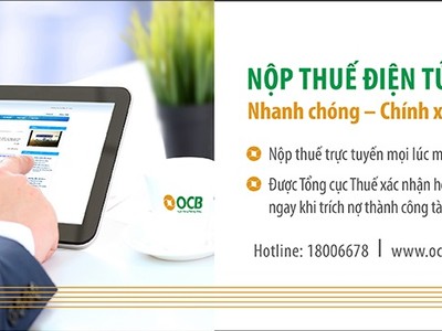 OCB miễn 100% phí thanh toán thuế điện tử cho doanh nghiệp
