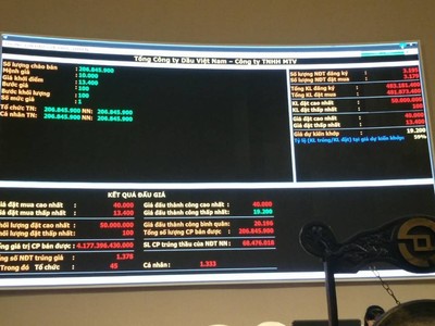 IPO PVOIL: Giá đấu thành công bình quân 20.196 đồng/cổ phần