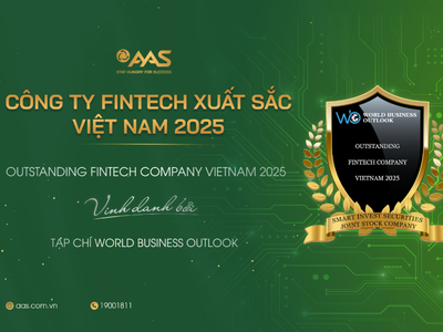 Giải thưởng Công ty Fintech xuất sắc Việt Nam 2025 của AAS được trao bởi Tạp chí World Business Outlook