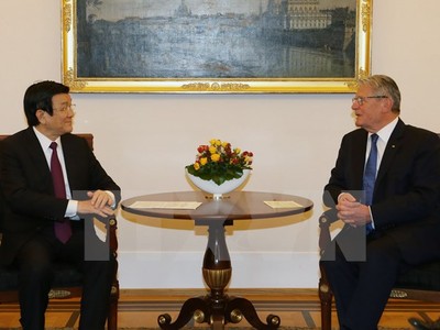 Tổng thống Đức Joachim Gauck và Chủ tịch nước Trương Tấn Sang tại cuộc hội đàm. Ảnh: Vietnam+