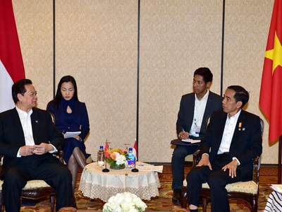 Thủ tướng Nguyễn Tấn Dũng trao đổi với Tổng thống Cộng hòa Indonesia Joko Widodo các vấn đề hai nước cùng quan tâm