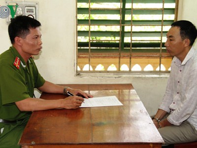 Đối tượng Thương khai nhận hành vi tại cơ quan công an