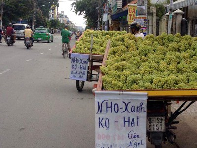 Nho Trung Quốc bán đầy đường Sài Gòn với giá 60.000 đồng một kg. Ảnh: Hồng Châu
