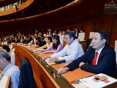 Đại biểu Quốc hội bỏ phiếu hông qua Nghị quyết về kế hoạch đầu tư công trung hạn giai đoạn 2016-2020.