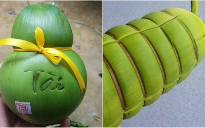 Dừa hình hồ lô, bánh tét chưng Tết có giá rất cao.