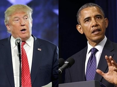 Tổng thống Mỹ Donald Trump (trái) và người tiền nhiệm Barack Obama. Ảnh: Reuters.