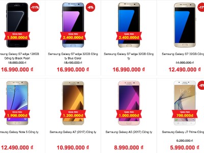 Nhiều mẫu Galaxy được giảm cả triệu đồng trước khi S8 trình làng.