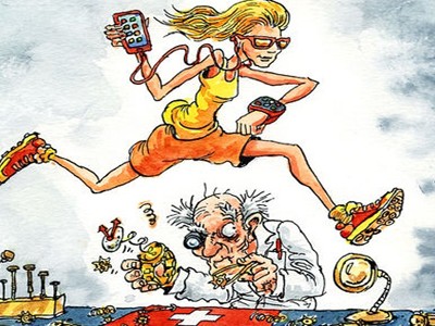 Các nhà sản xuất Thụy Sĩ gặp khó khăn khi giới trẻ thay đổi quan niệm về chiếc đồng hồ. Ảnh minh họa: The Economist