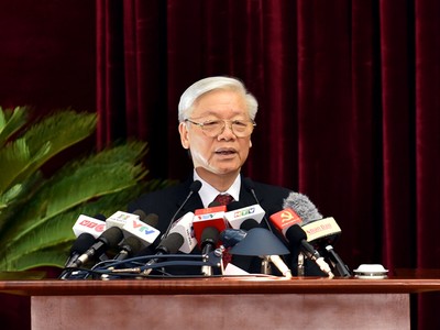 Tổng Bí thư Nguyễn Phú Trọng phát biểu khai mạc Hội nghị Trung ương 5. Ảnh: VGP/Nhật Bắc