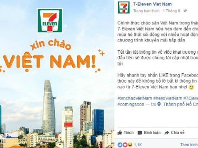 Thông tin công bố việc khai trương của 7-Eleven Việt Nam.