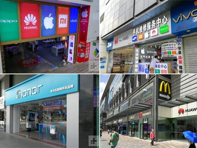 Đủ mọi smartphone từ hàng thật đến hàng nhái được bán ở Thâm Quyến.