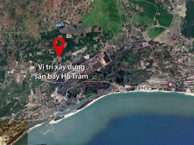 Vị trí xây dựng sân bay Hồ Tràm đề xuất nằm gần biển.