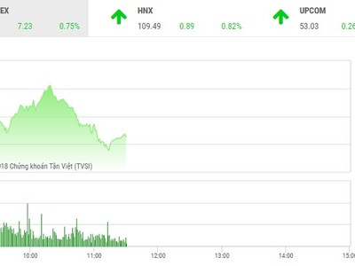 Phiên sáng 17/10: Dòng tiền nhập cuộc, VN-Index tiếp tục tăng mạnh