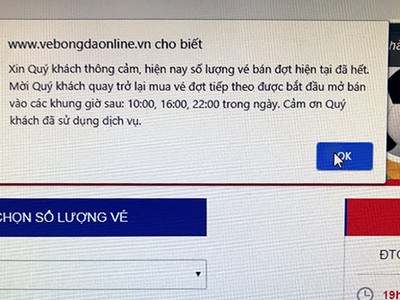 Thông báo bán hết vé đợt đầu tiên.