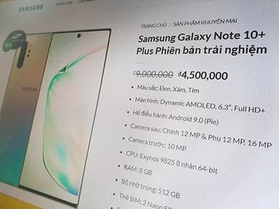 Mẫu máy được giới thiệu là Galaxy Note10+ bản trải nghiệm, có giá bán 4,5 triệu đồng. 
