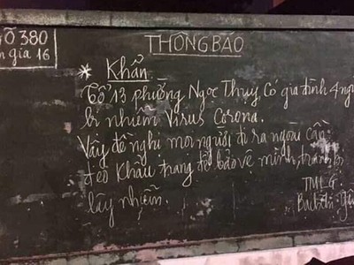 Thông tin sai sự thật bà Yên viết trên bảng tin. Ảnh: Minh Thùy.