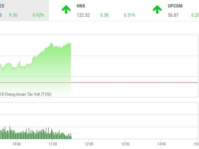 Phiên sáng 10/1: Tiền chảy mạnh, VN-Index lên mốc cao mới
