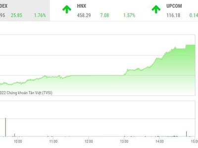 Giao dịch chứng khoán chiều 21/3: VN-Index tăng vọt hơn 25 điểm, cổ phiếu bất động sản nở rộ sắc tím