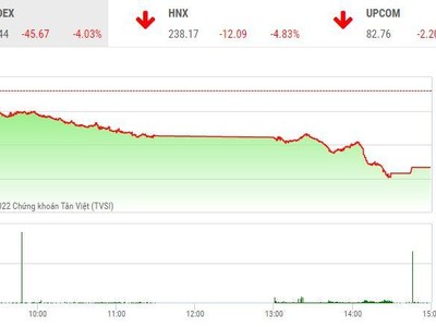 Giao dịch chứng khoán phiên chiều 3/10: Bán tháo ồ ạt, VN-Index về mức thấp nhất 20 tháng