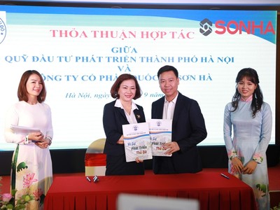 Quỹ Đầu tư phát triển Hà Nội và Công ty cổ phần Quốc tế Sơn Hà ký kết hợp tác.