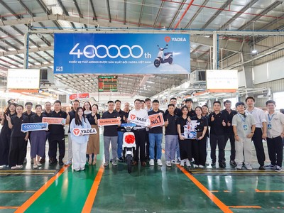 YADEA chính thức xuất xưởng chiếc xe điện thứ 400.000 tại nhà máy Bắc Ninh.