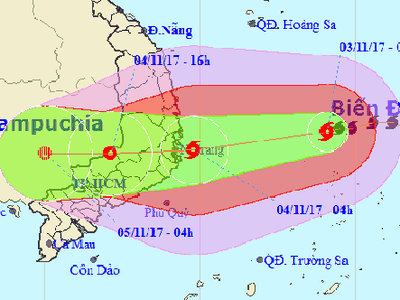Dự báo đường đi của bão số 12