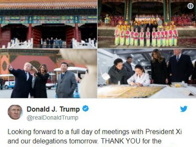 Ông Trump vẫn viết tweet "nhiệt tình" khi ở Trung Quốc.