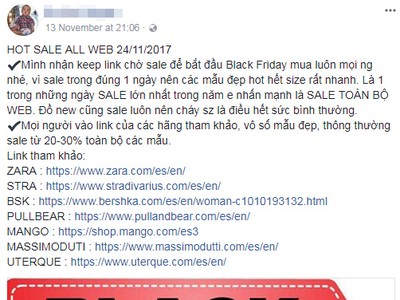 Dân buôn hàng xách tay tung link câu khách trước Black Friday
