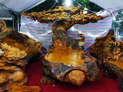 Chiêm ngưỡng bộ bàn ghế “tứ linh” bằng gỗ trai nghìn năm giá gần 3 tỷ đồng