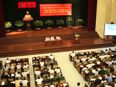 Toàn cảnh Hội nghị báo chí toàn quốc tổng kết công tác năm 2017, triển khai nhiệm vụ 2018. Ảnh: Lê Toàn