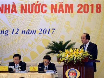 Bộ trưởng Chủ nhiệm VPCP Mai Tiến Dũng đã trình bày Báo cáo tại Hội nghị trực tuyến của Chính phủ với các địa phương. Ảnh: VGP/Quang Hiếu