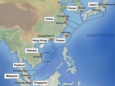 Tuyến cáp APG các nước đang khai thác, trong đó có Việt Nam.