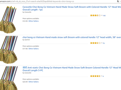 Chổi chít Việt Nam được rao bán trên Amazon với giá từ 17 - 24 USD/chiếc.