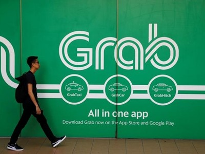 Bên ngoài văn phòng của Grab tại Singapore. Ảnh: Reutes