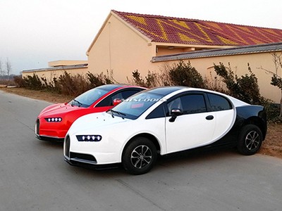 Ôtô điện nhái kiểu dáng Bugatti Chiron. Ảnh: Carscoops. 