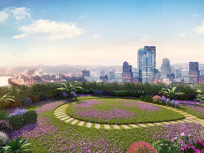 Một phần khu “vườn chân mây” trên tầng thượng Imperia Sky Garden.