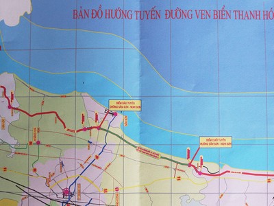Bản đồ tuyến đường ven biển Thanh Hóa. Ảnh: Sở GTVT Thanh Hóa.
