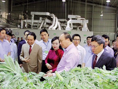 Thủ tướng Nguyễn Xuân Phúc cùng đoàn công tác Trung ương tới thăm Nhà máy chiết xuất dược liệu của Traphaco tại Lào Cai.